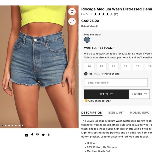 Levi’s rib cage shorts 31 - Picture 11 of 13